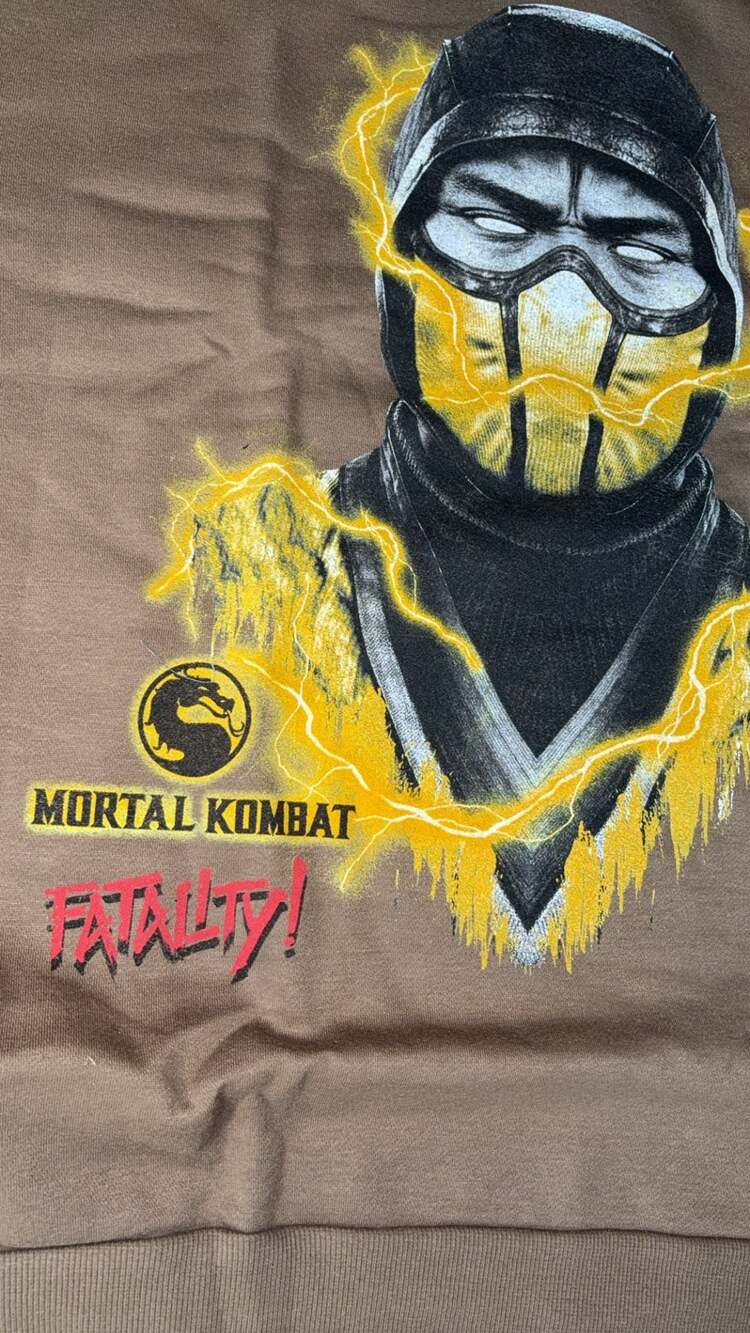 Mortal Kombat Scorpion Fatality Graphic Sweatshirt Brown